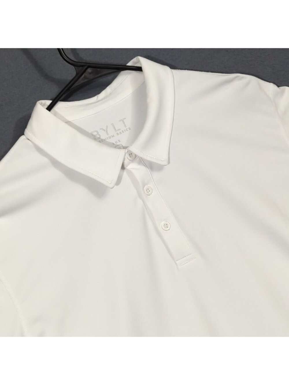 Bylt Basics Polo Shirt Men's M White Long Sleeve Lux Performance Premium Casual